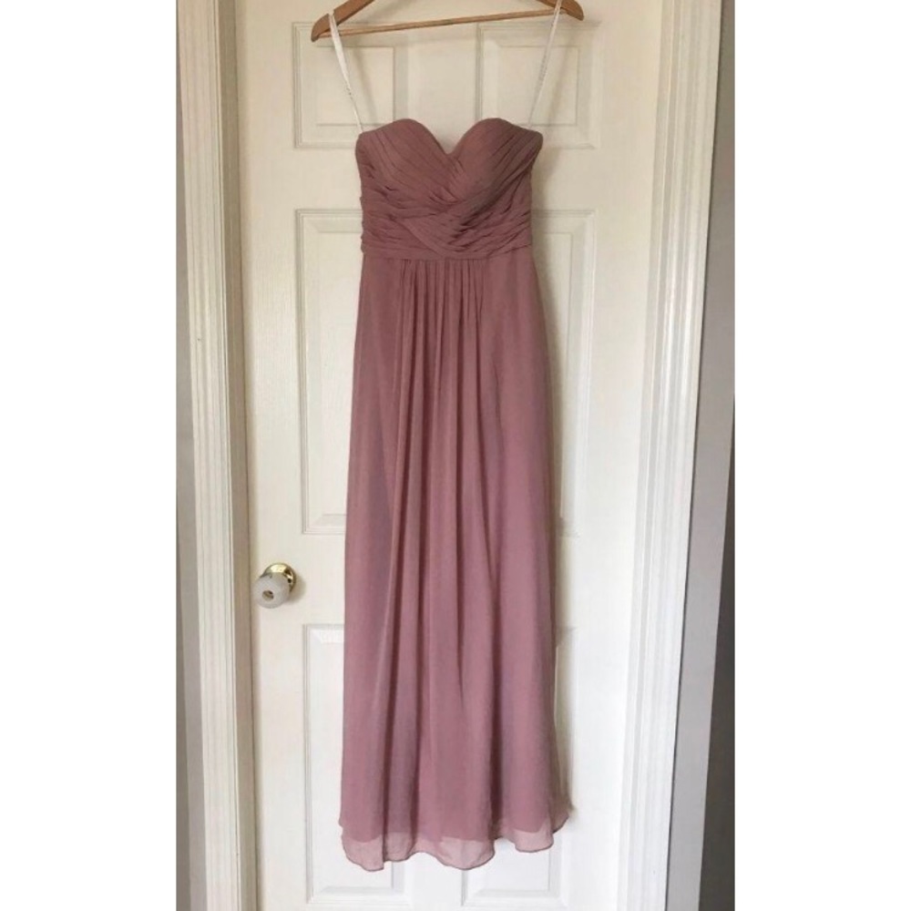 Azazie Dusty Rose Strapless Chiffon Gown